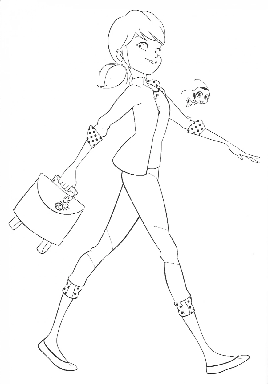 Coloring page Marinette with a purse